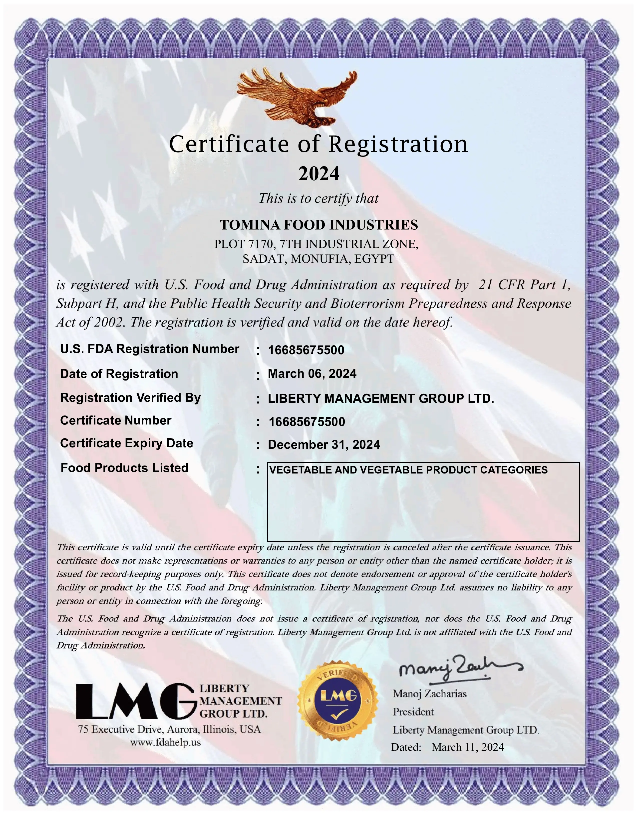 Fda Certificate